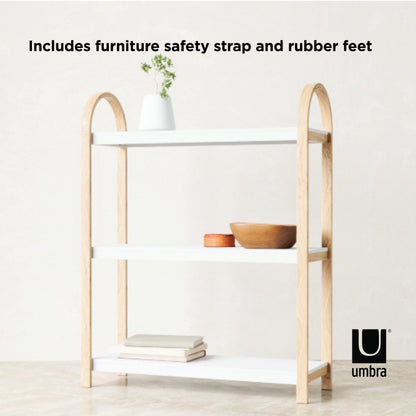 Umbra Bellwood Three Tier Shelf | Natural and White Space-Saving