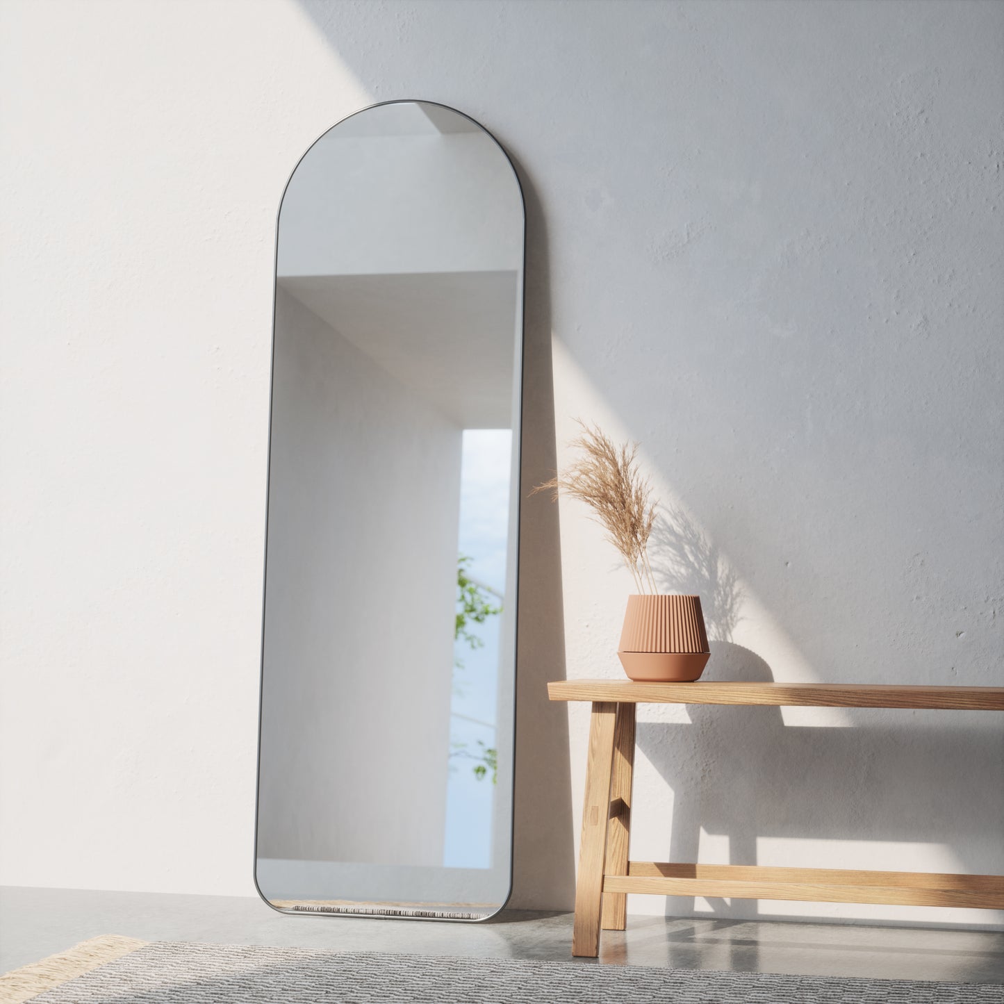 Umbra Hubba Arched 20x62" Mirror | Titanium Edge