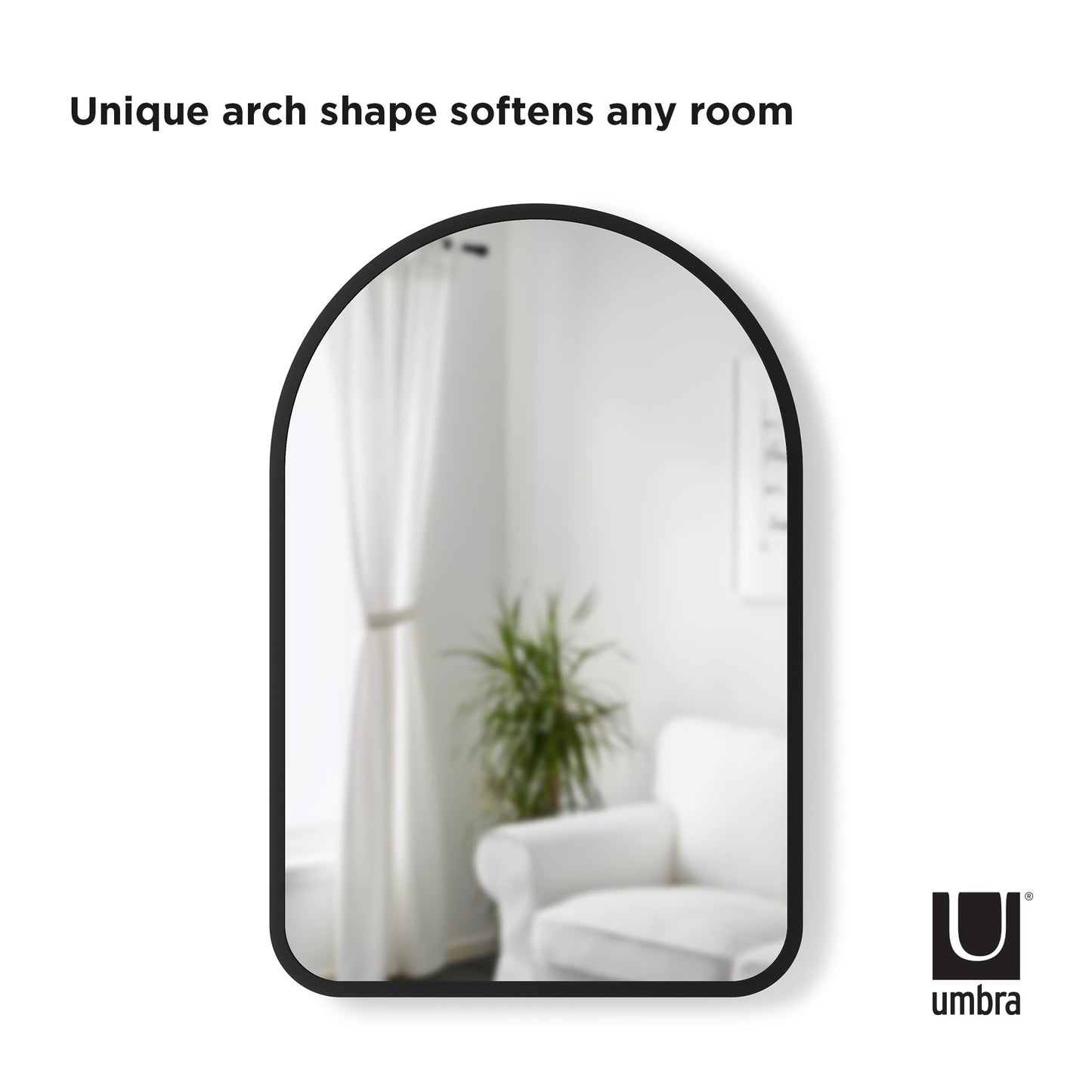 Umbra Hub Arched Mirror | Black Rubber Edge
