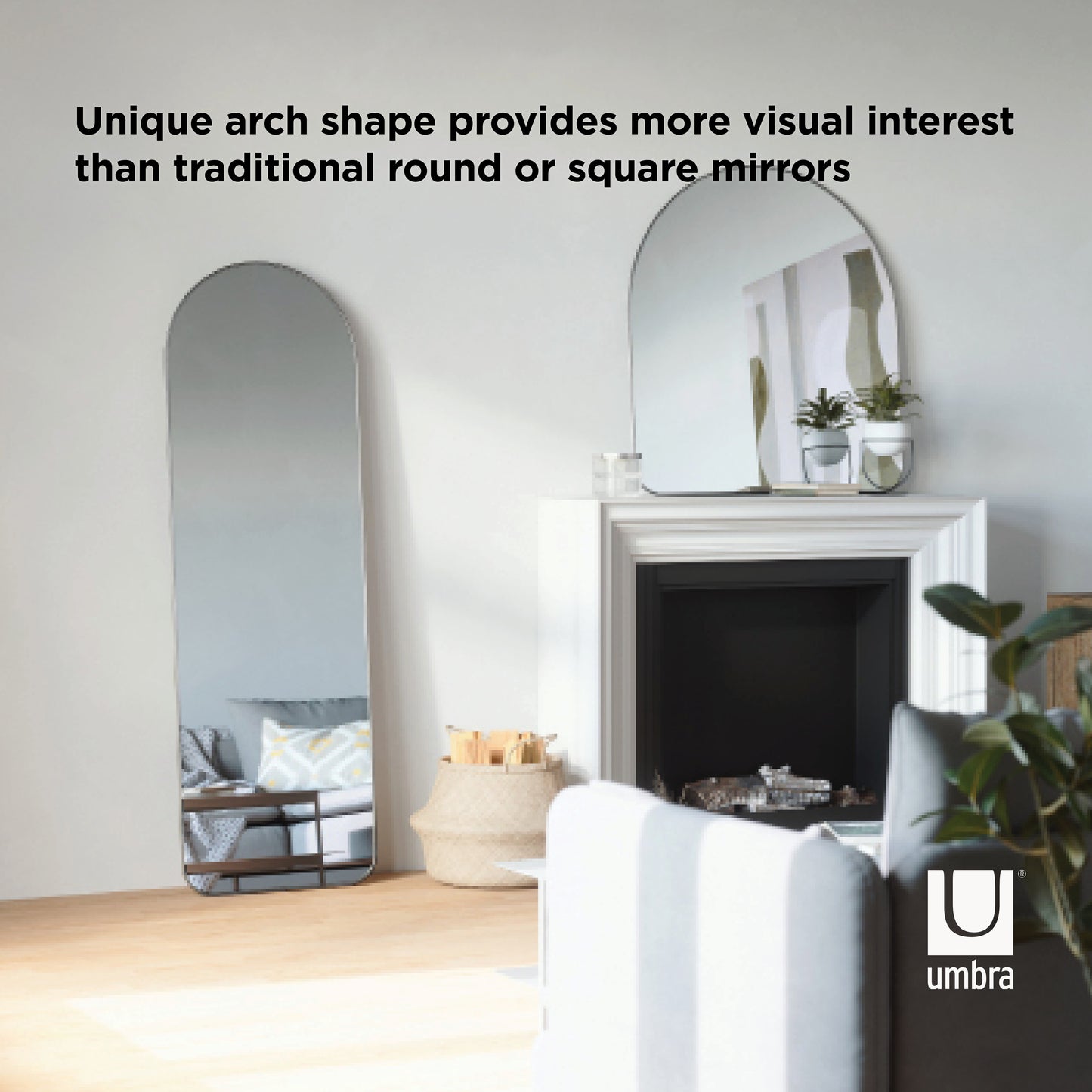 Umbra Hubba Arched 20x62" Mirror | Titanium Edge