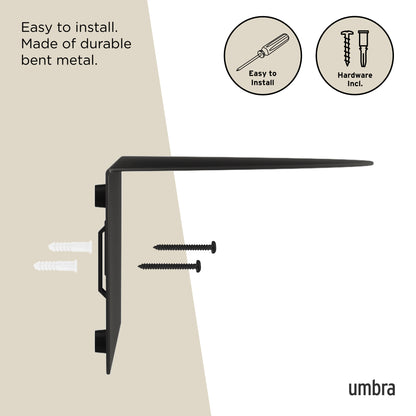 Umbra Solis Decorative Metal Floating Wall Shelves | Black Steel
