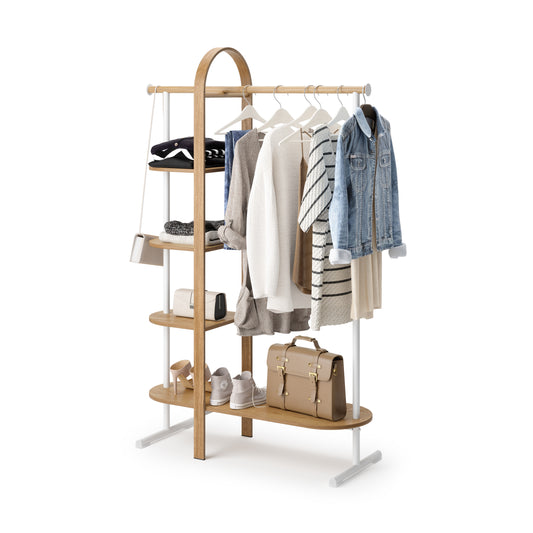 Bellwood Garment Rack | Natural and White Steel