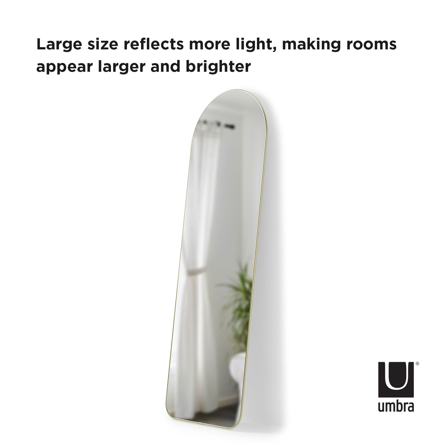Umbra Hubba Arched 20x62" Mirror | Brass Edge