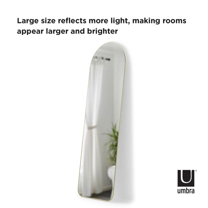 Umbra Hubba Arched 20x62" Mirror | Brass Edge