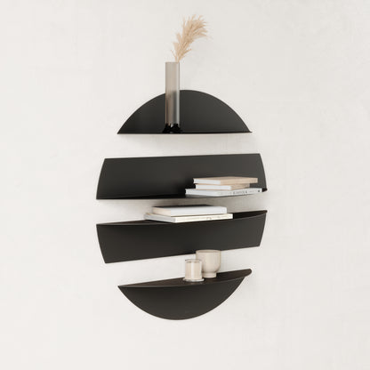 Umbra Solis Decorative Metal Floating Wall Shelves | Black Steel
