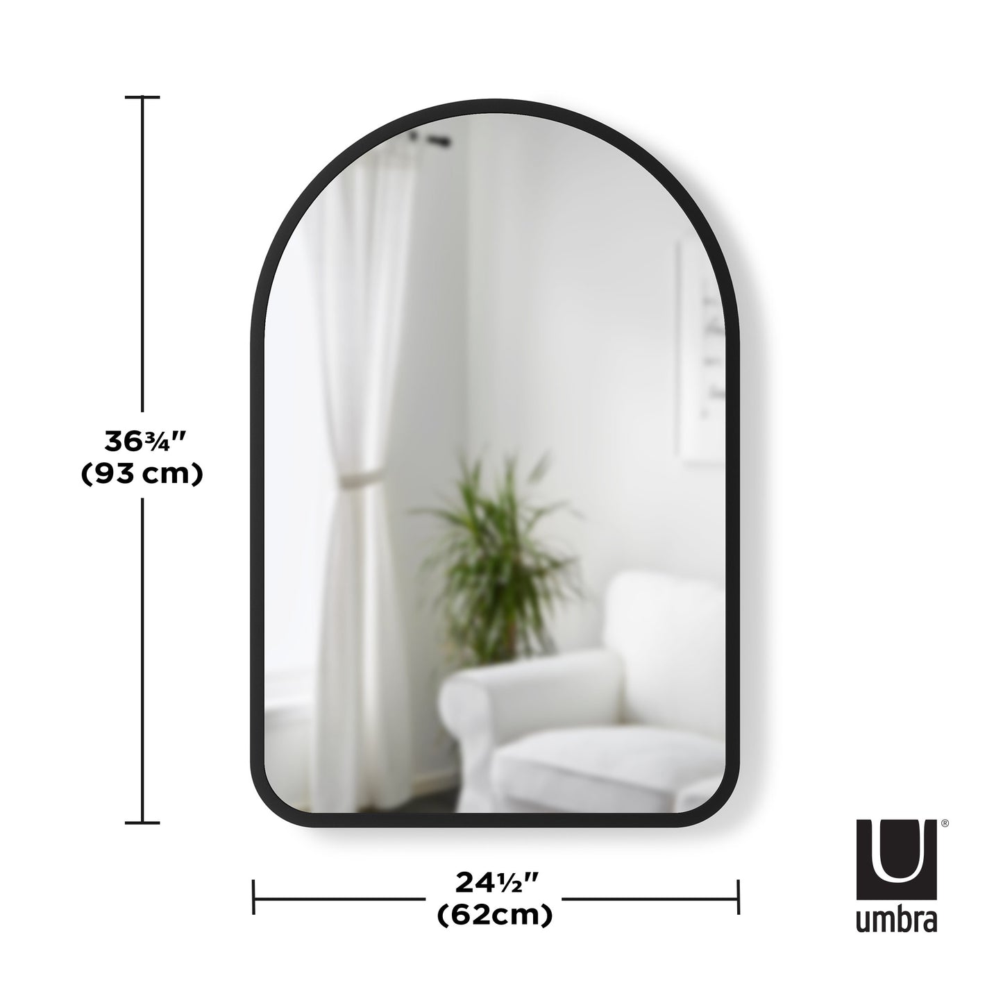 Umbra Hub Arched Mirror | Black Rubber Edge