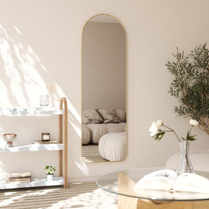 Umbra Hubba Arched 20x62" Mirror | Brass Edge