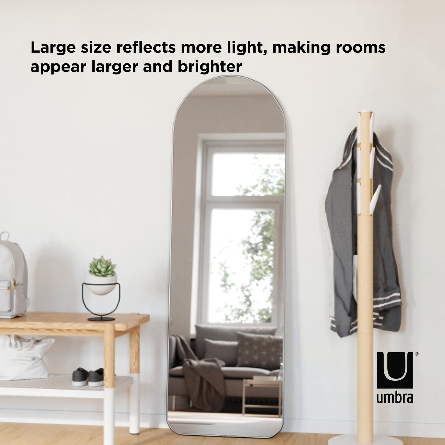 Umbra Hubba Arched 20x62" Mirror | Titanium Edge