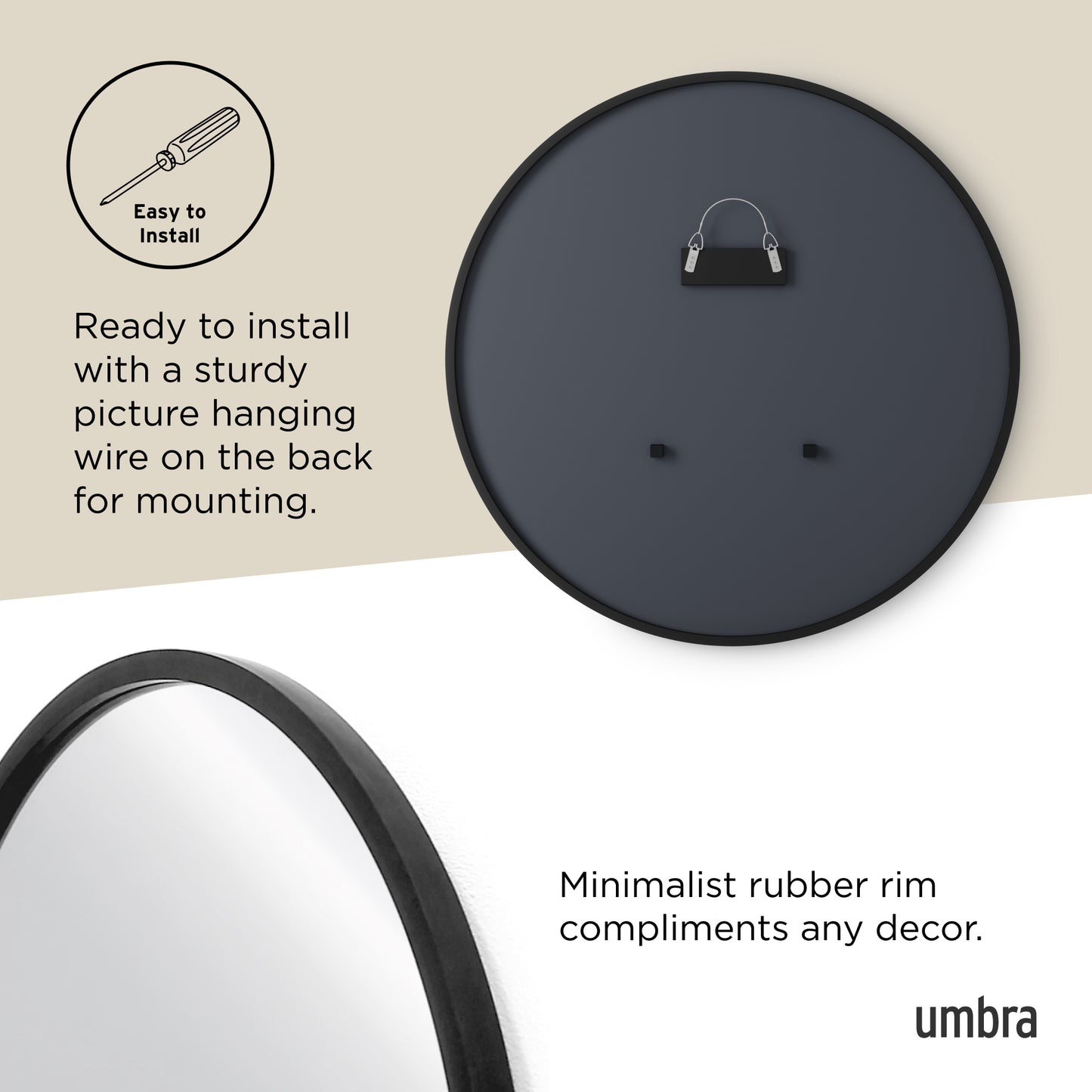 Umbra Hub Decorative  Round Wall Mirror