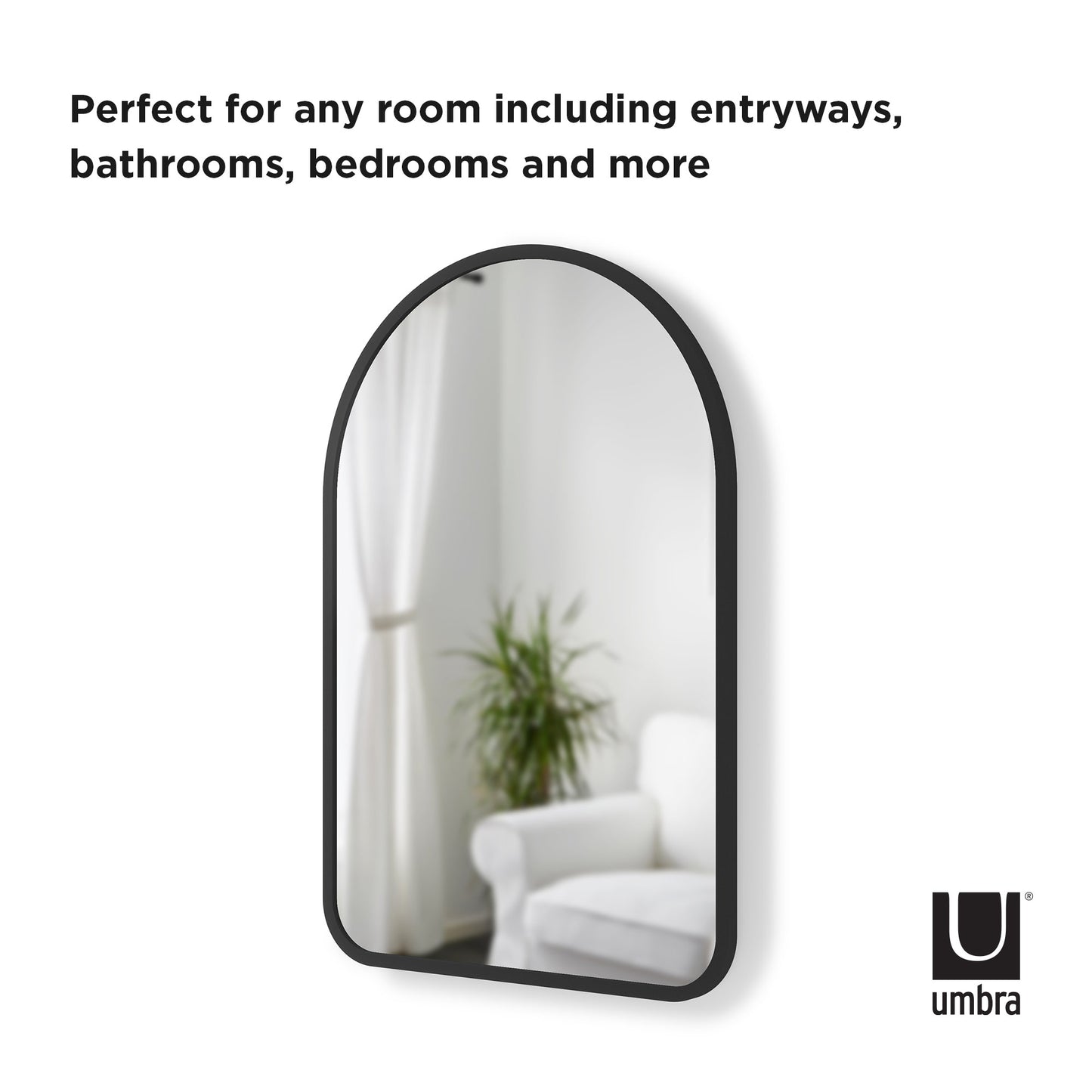 Umbra Hub Arched Mirror | Black Rubber Edge