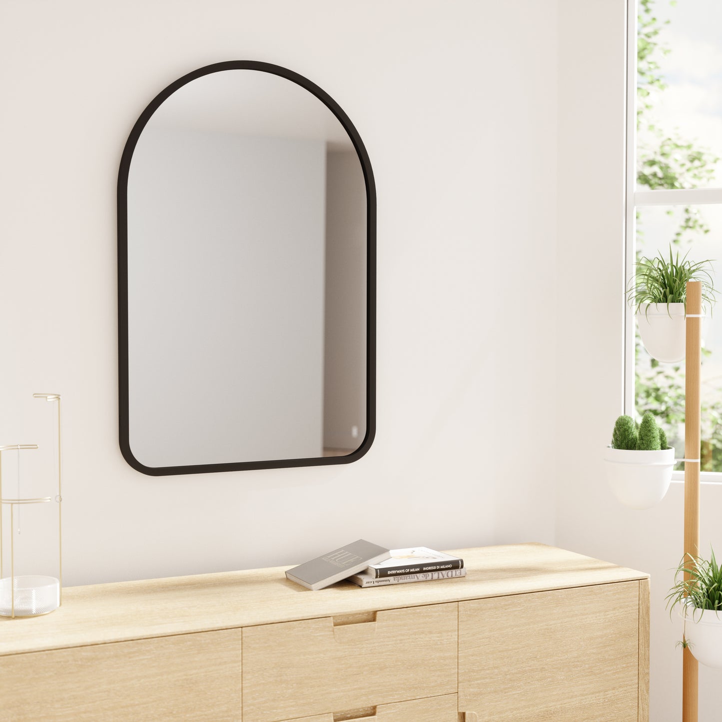 Umbra Hub Arched Mirror | Black Rubber Edge