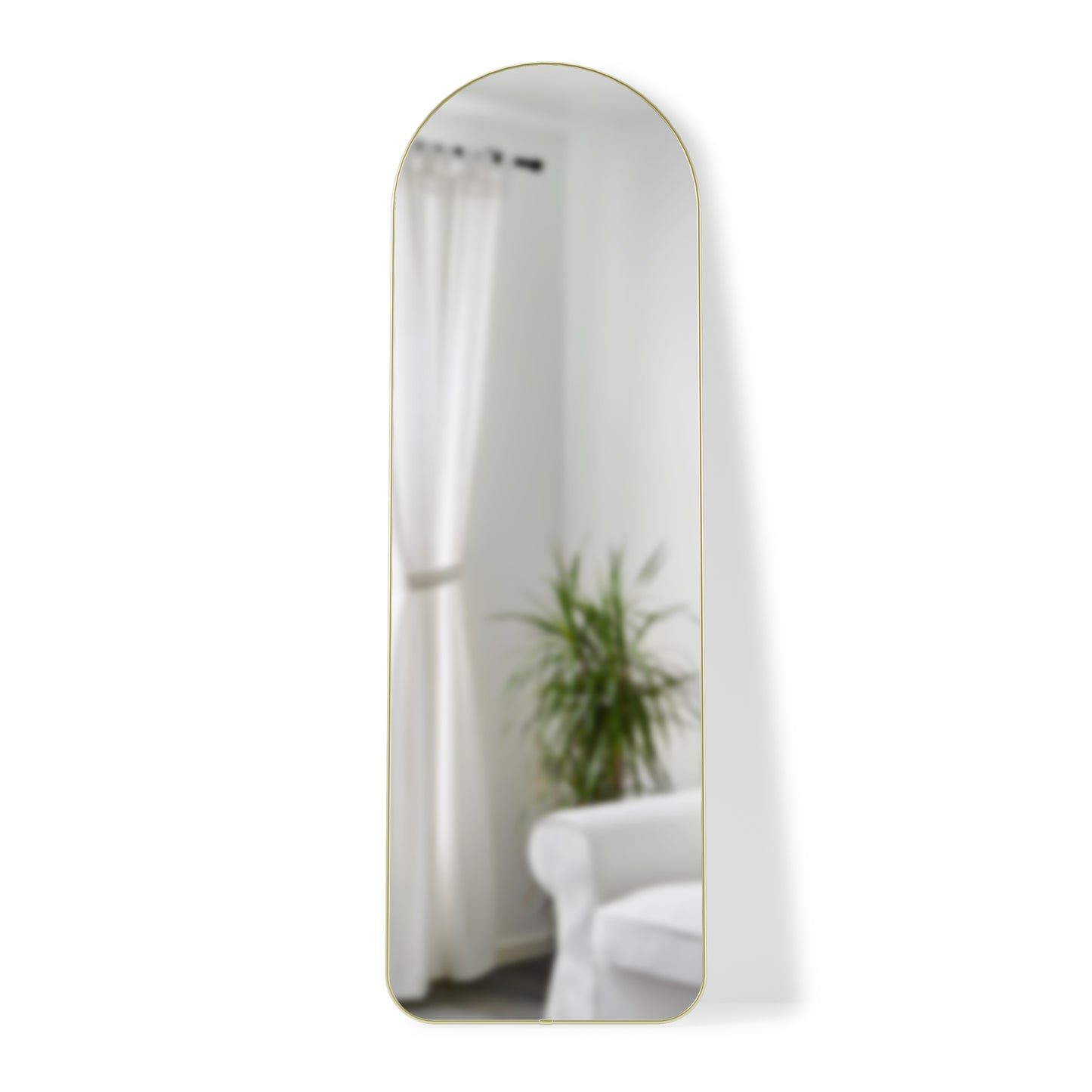 Umbra Hubba Arched 20x62" Mirror | Brass Edge