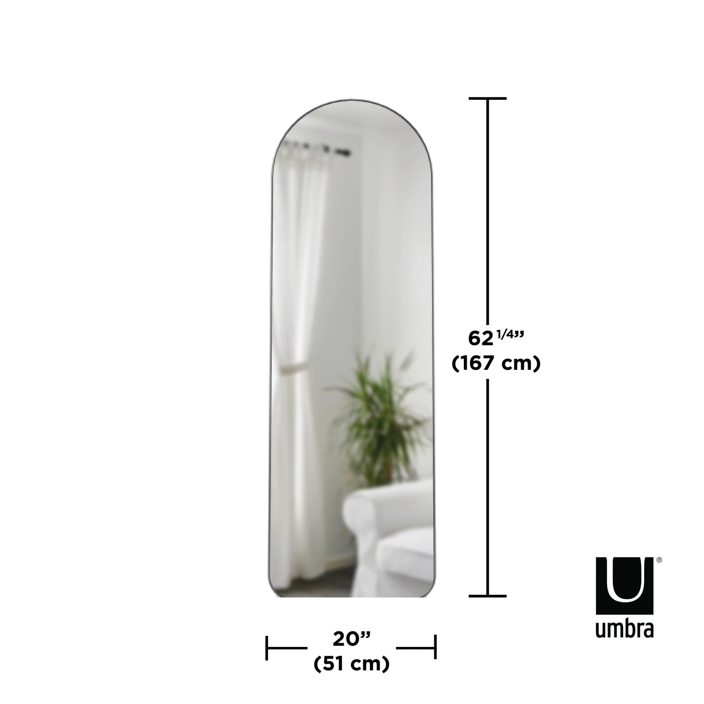Umbra Hubba Arched 20x62" Mirror | Titanium Edge