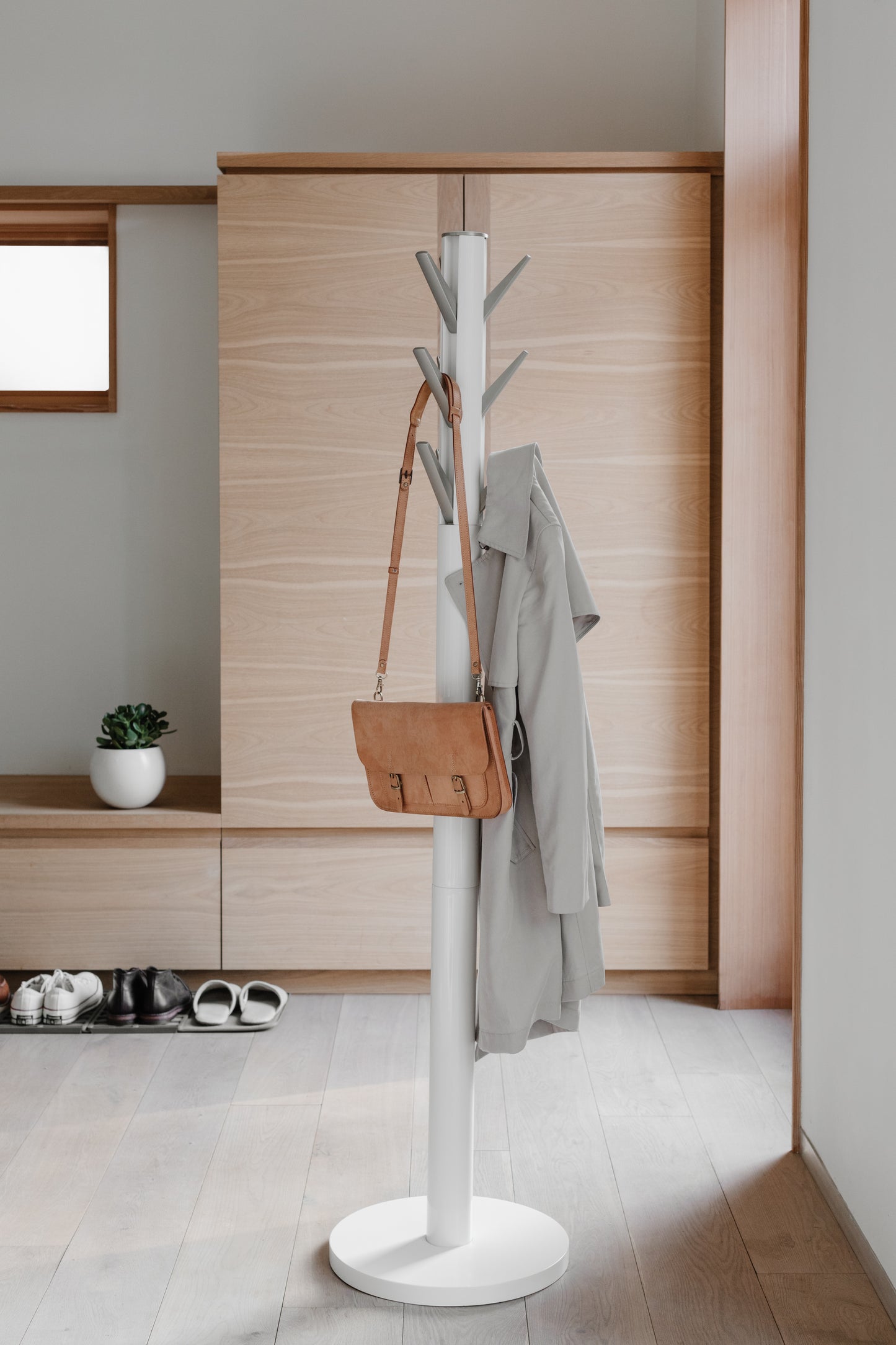 Umbra Flapper Coat Rack | White Wood Good for Small Spaces