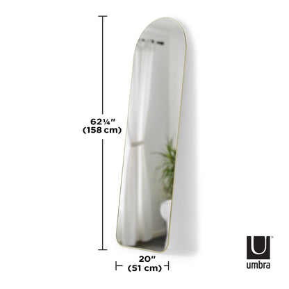 Umbra Hubba Arched 20x62" Mirror | Brass Edge