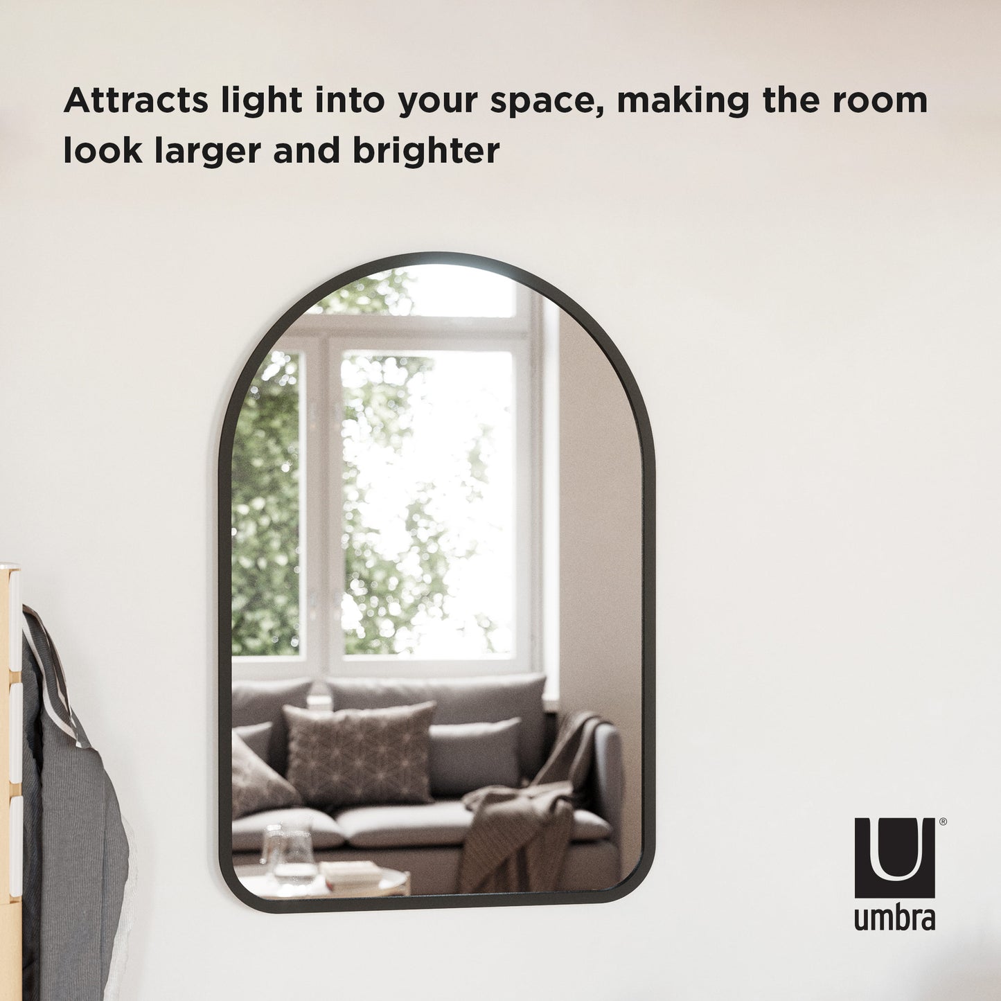 Umbra Hub Arched Mirror | Black Rubber Edge