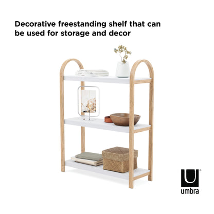 Umbra Bellwood Three Tier Shelf | Natural and White Space-Saving