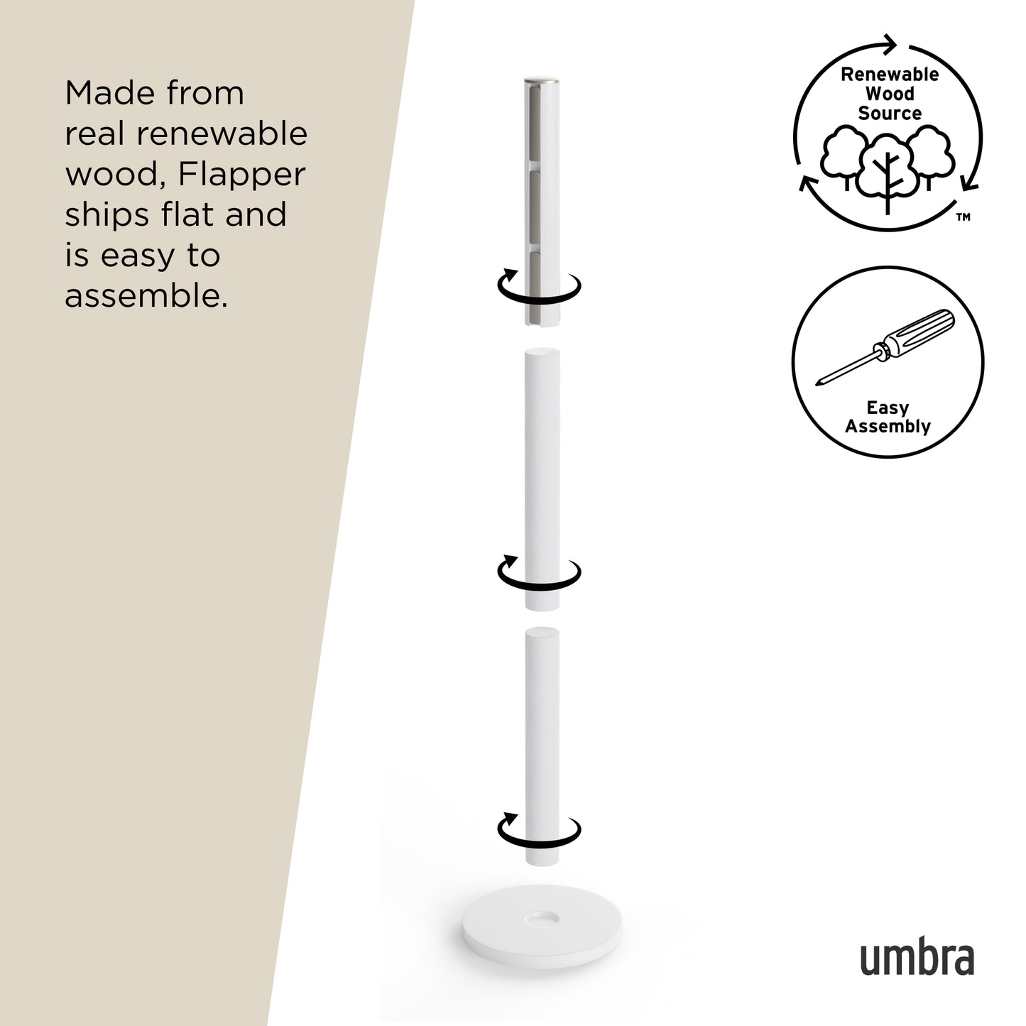 Umbra Flapper Coat Rack | White Wood Good for Small Spaces