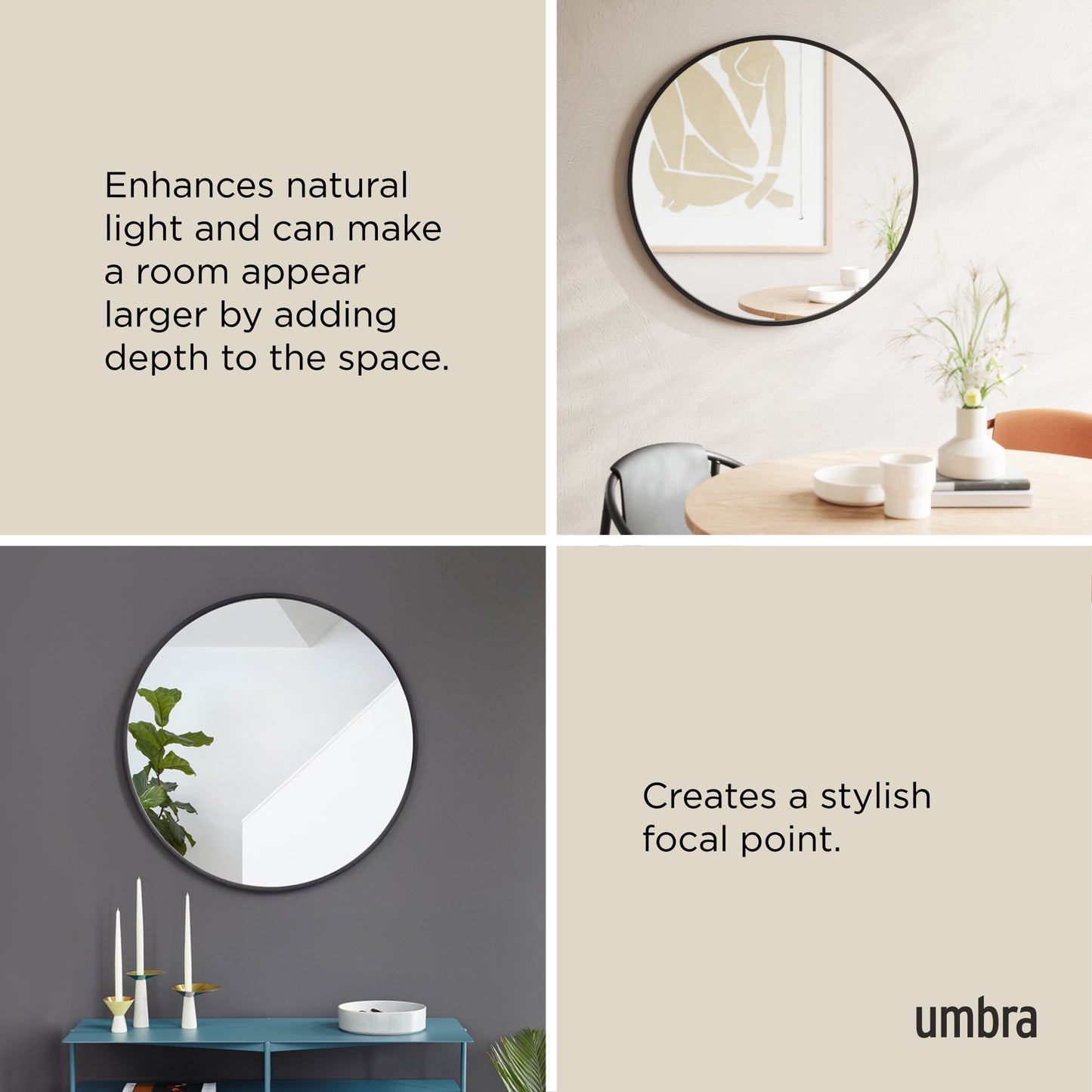 Umbra Hub Decorative  Round Wall Mirror
