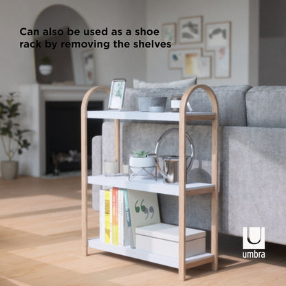 Umbra Bellwood Three Tier Shelf | Natural and White Space-Saving