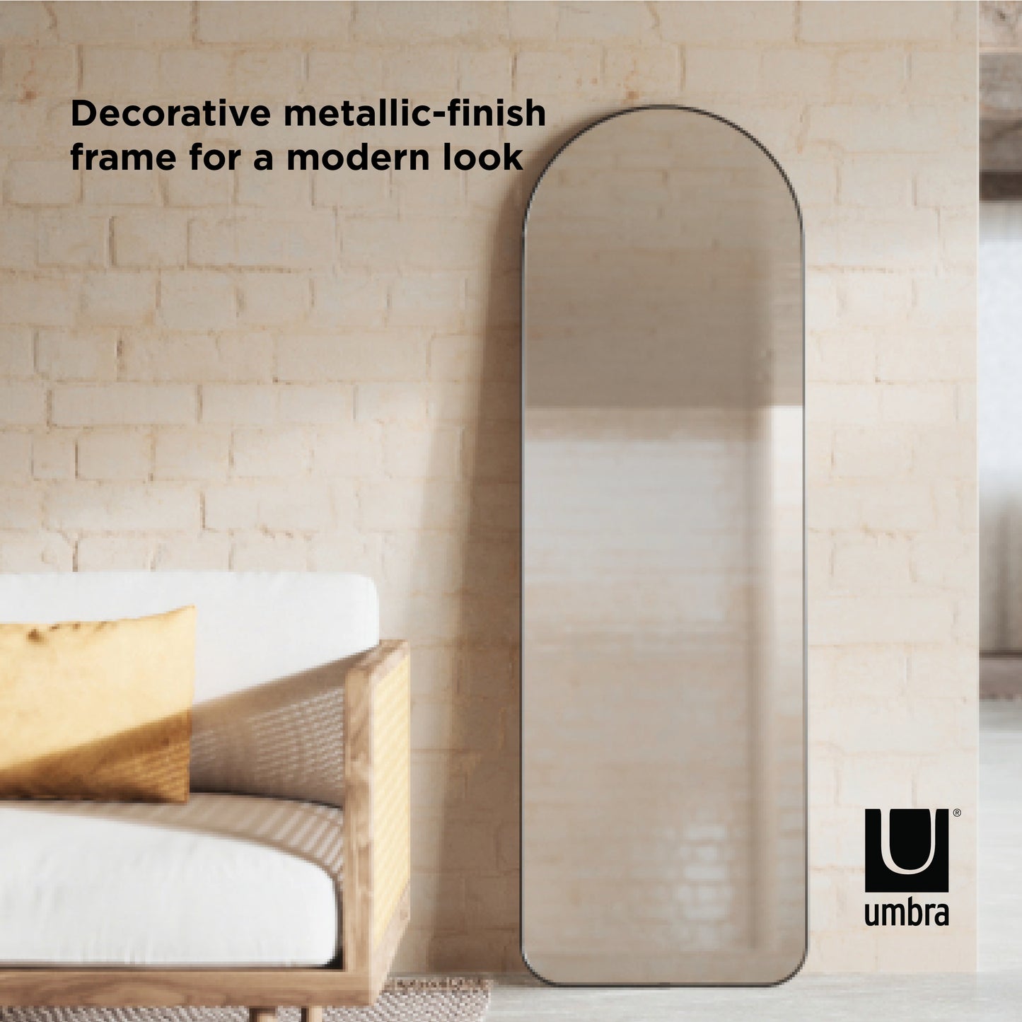 Umbra Hubba Arched 20x62" Mirror | Titanium Edge