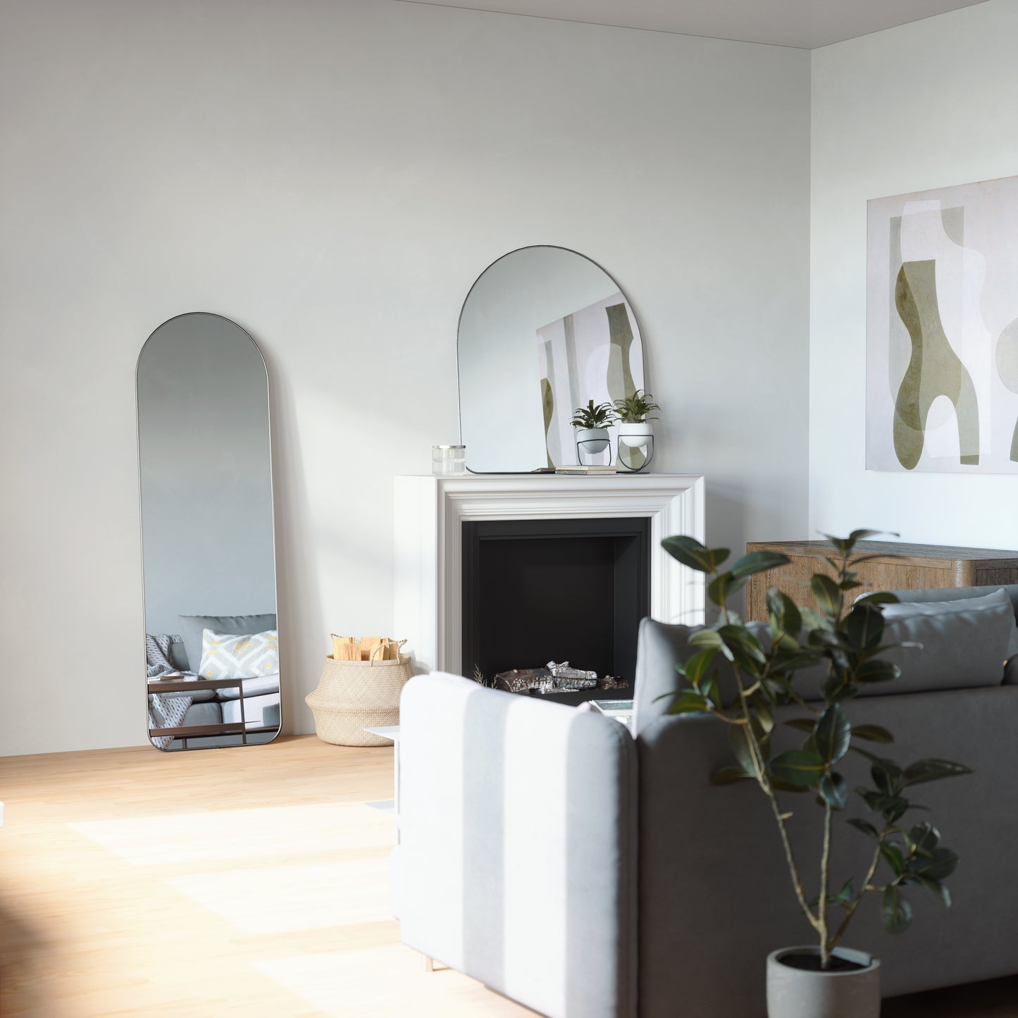 Umbra Hubba Arched 20x62" Mirror | Titanium Edge