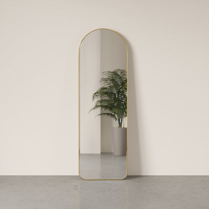Umbra Hubba Arched 20x62" Mirror | Brass Edge
