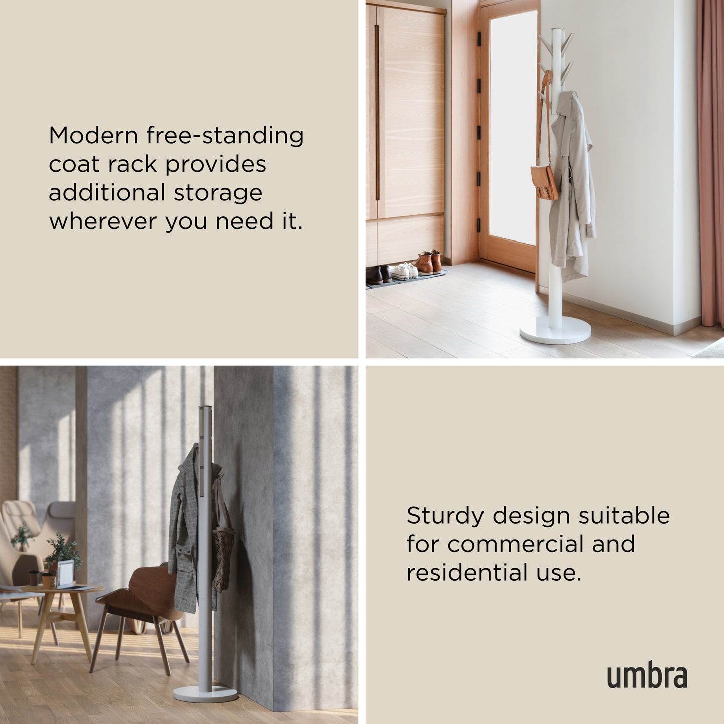 Umbra Flapper Coat Rack | White Wood Good for Small Spaces