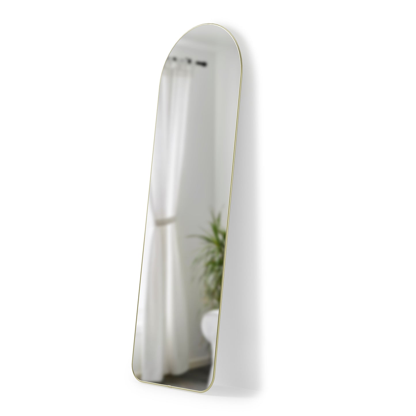 Umbra Hubba Arched 20x62" Mirror | Brass Edge