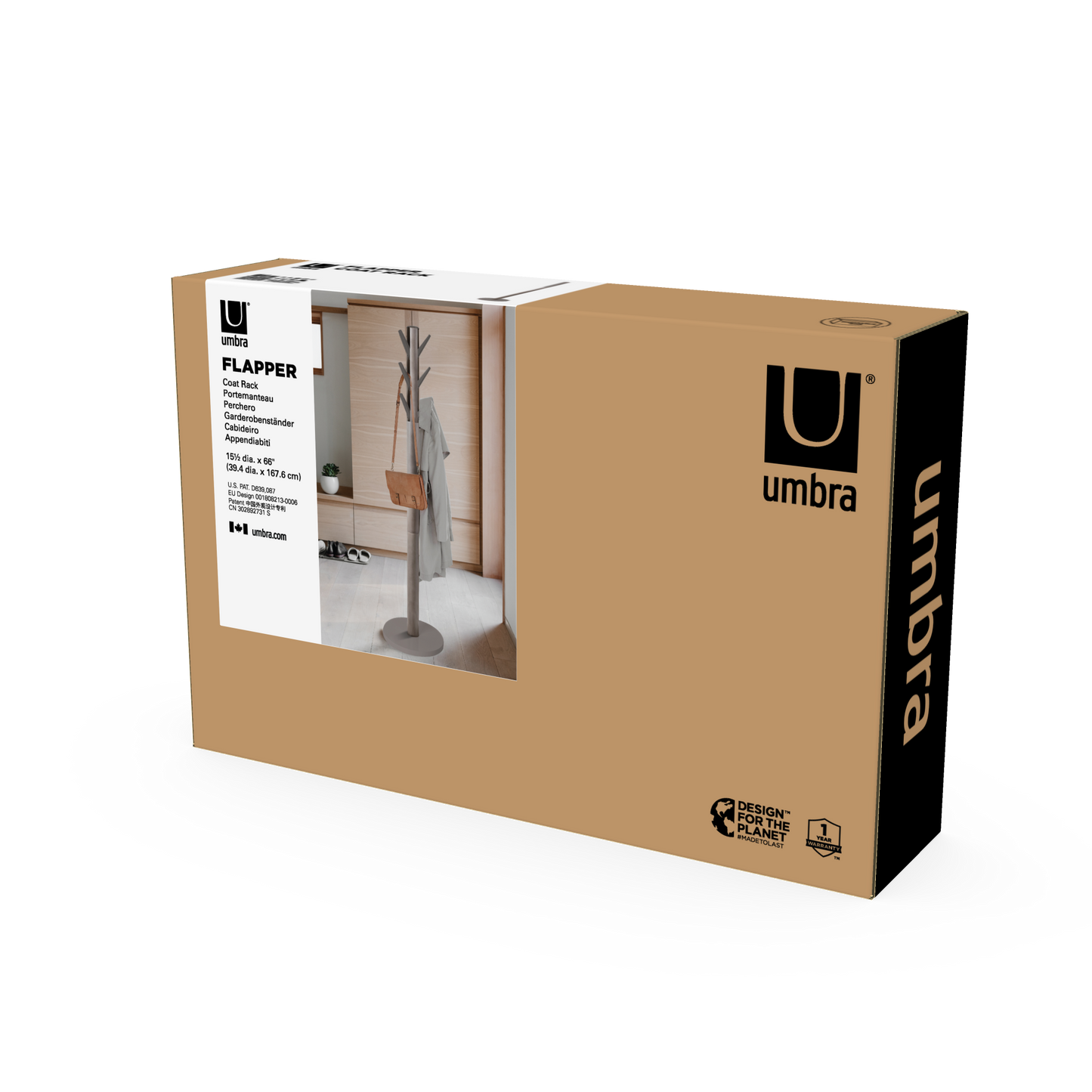 Umbra Flapper Coat Rack | Grey Great for Small Spaces
