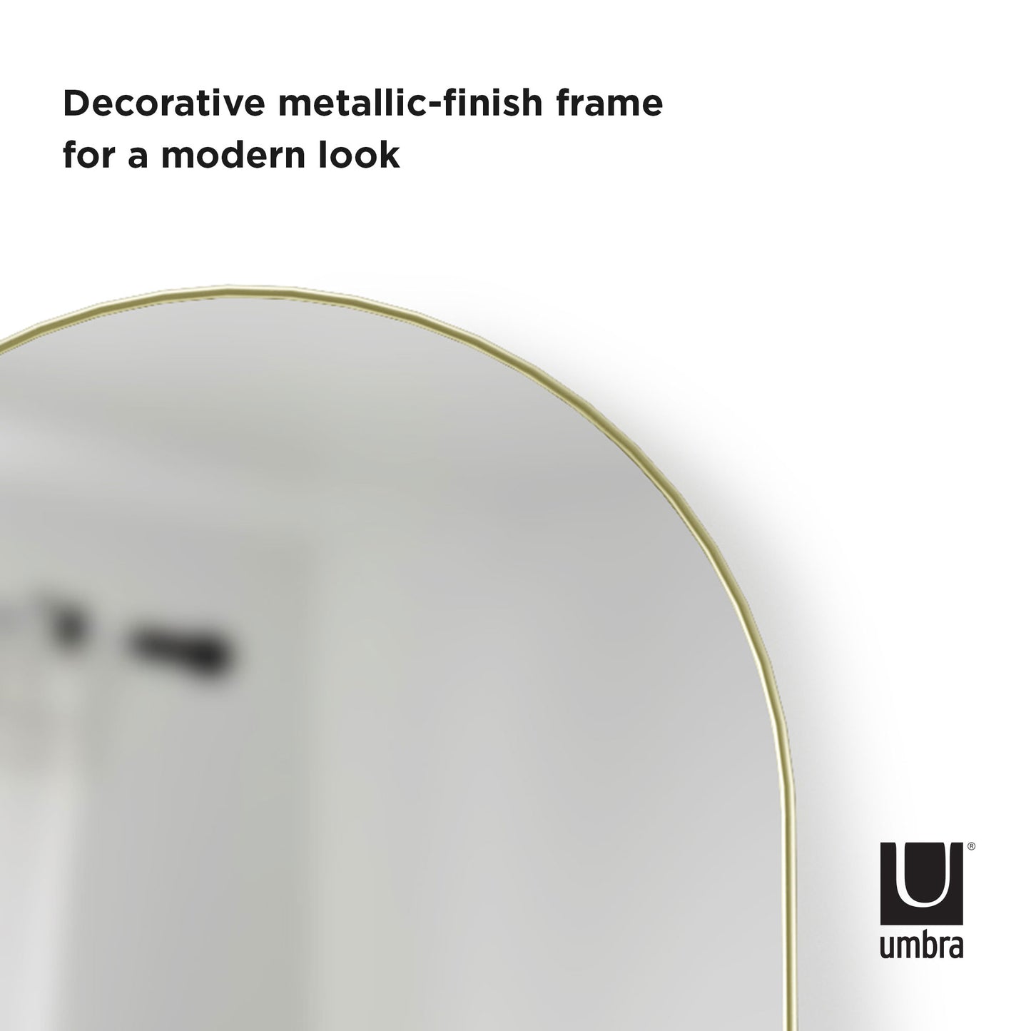 Umbra Hubba Arched 20x62" Mirror | Brass Edge