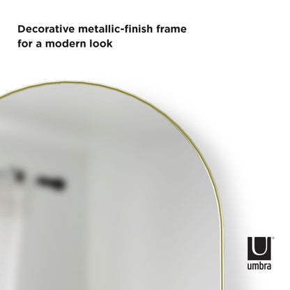 Umbra Hubba Arched 20x62" Mirror | Brass Edge