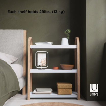Umbra Bellwood Three Tier Shelf | Natural and White Space-Saving