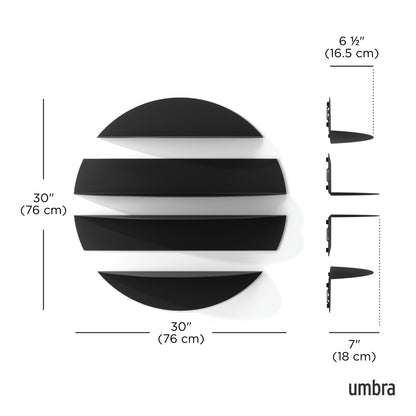 Umbra Solis Decorative Metal Floating Wall Shelves | Black Steel