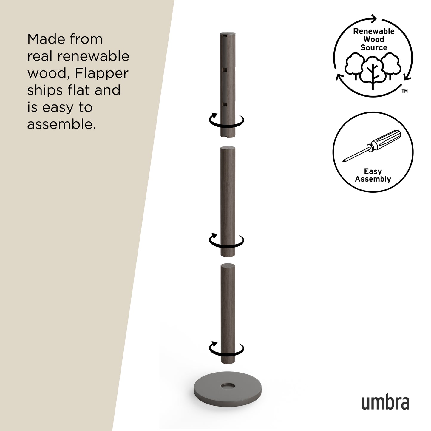 Umbra Flapper Coat Rack | Grey Great for Small Spaces