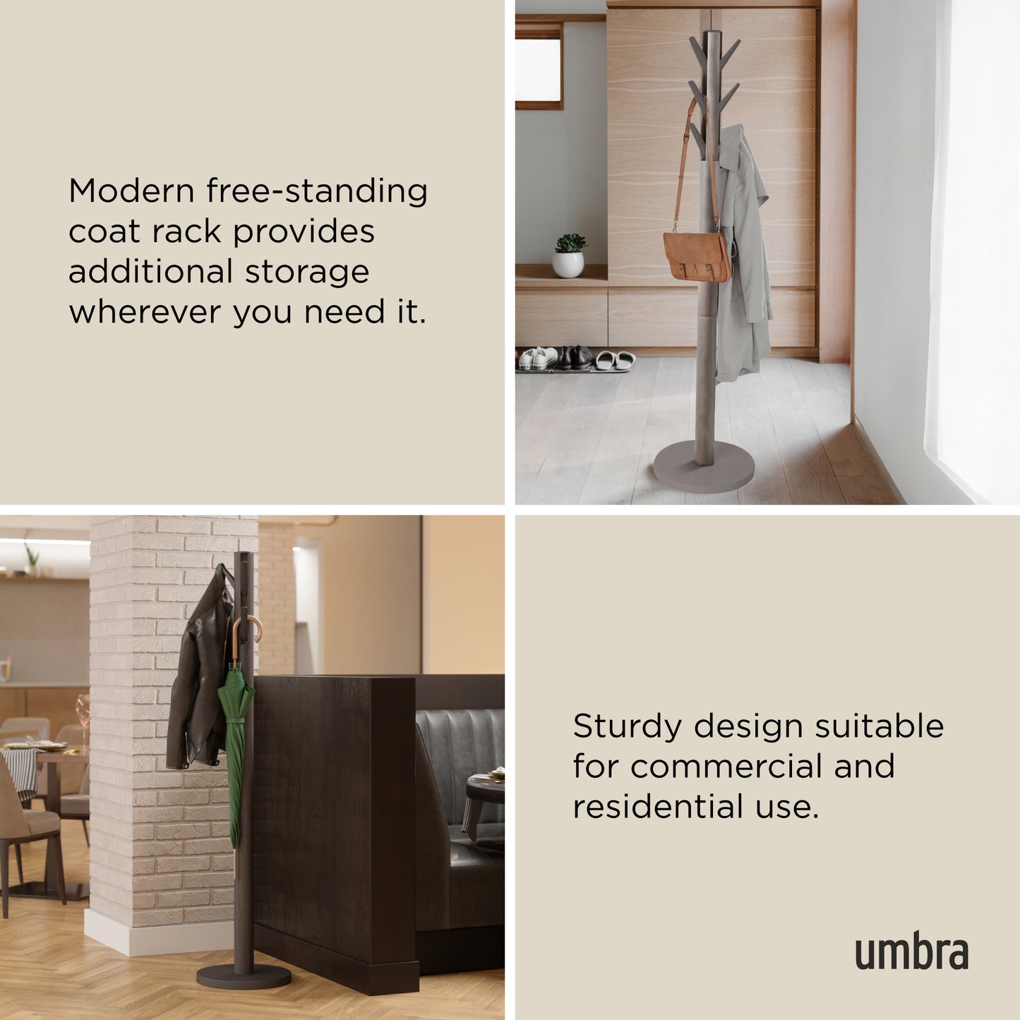 Umbra Flapper Coat Rack | Grey Great for Small Spaces