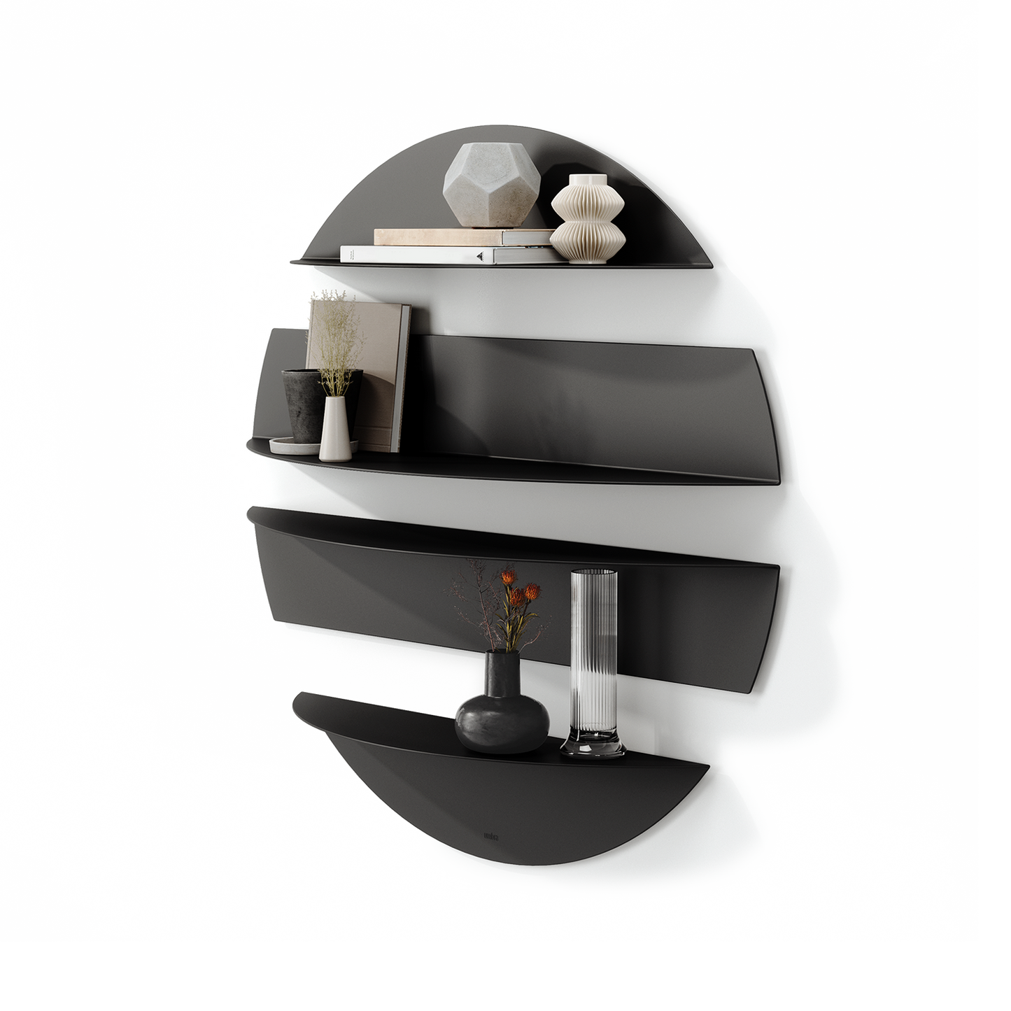 Umbra Solis Decorative Metal Floating Wall Shelves | Black Steel