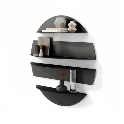 Umbra Solis Decorative Metal Floating Wall Shelves | Black Steel
