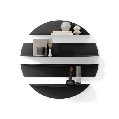 Umbra Solis Decorative Metal Floating Wall Shelves | Black Steel