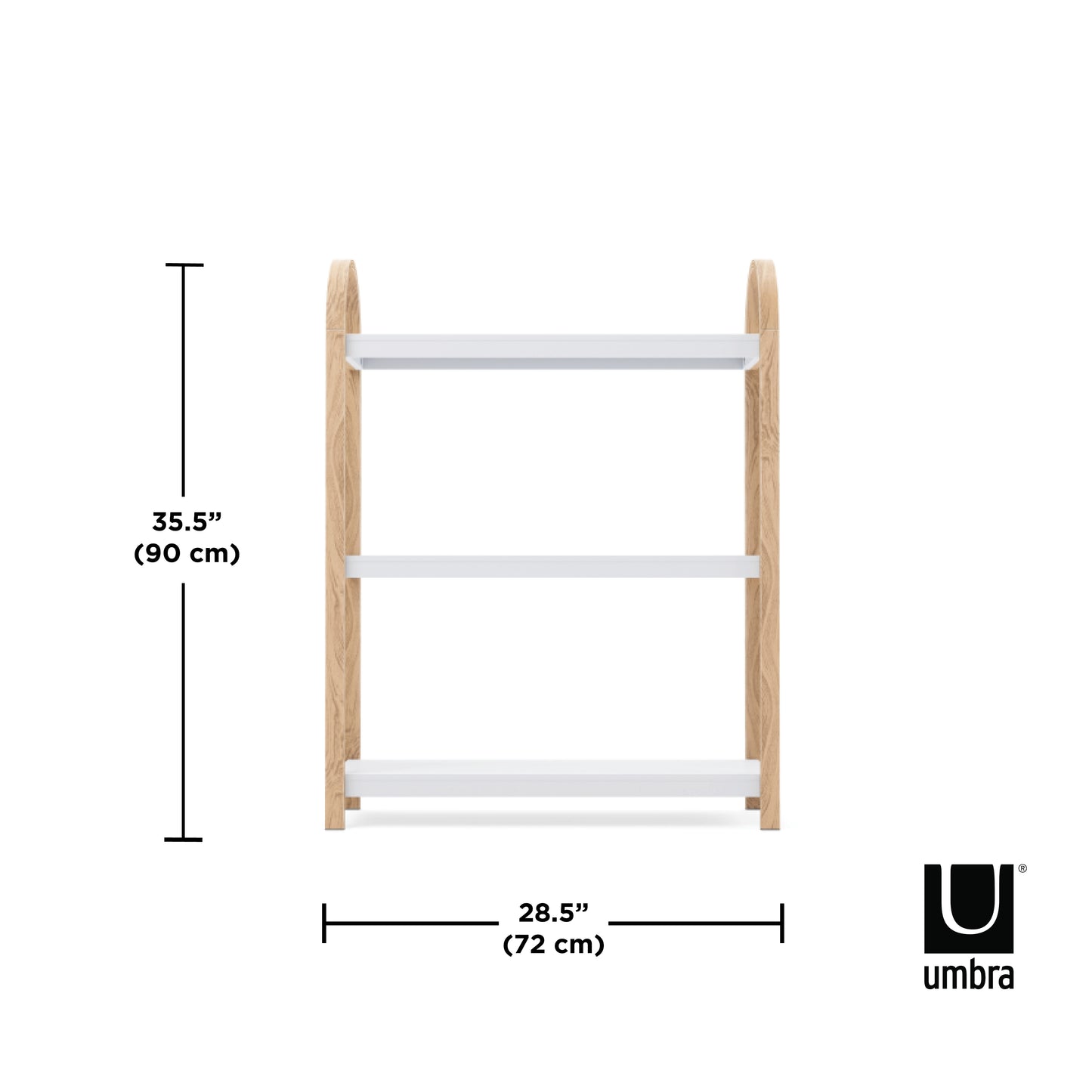Umbra Bellwood Three Tier Shelf | Natural and White Space-Saving