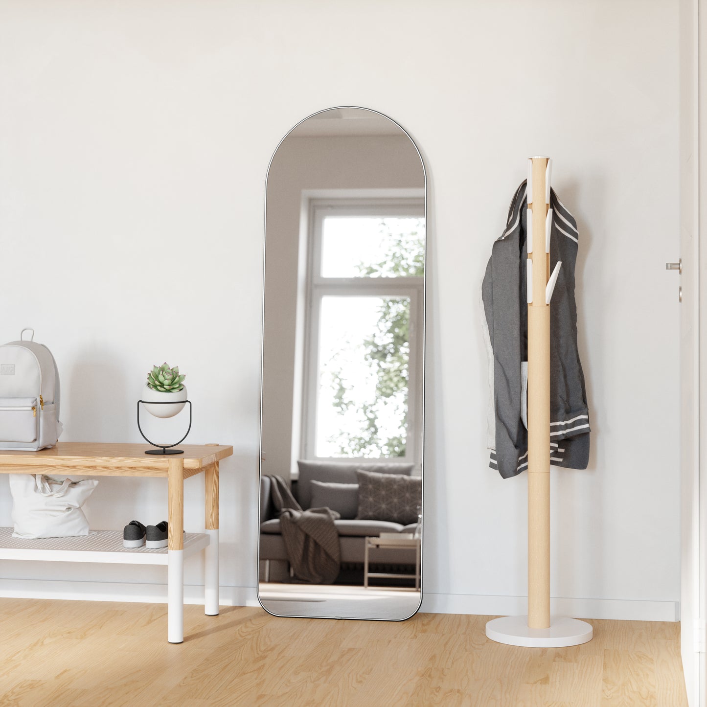 Umbra Hubba Arched 20x62" Mirror | Titanium Edge