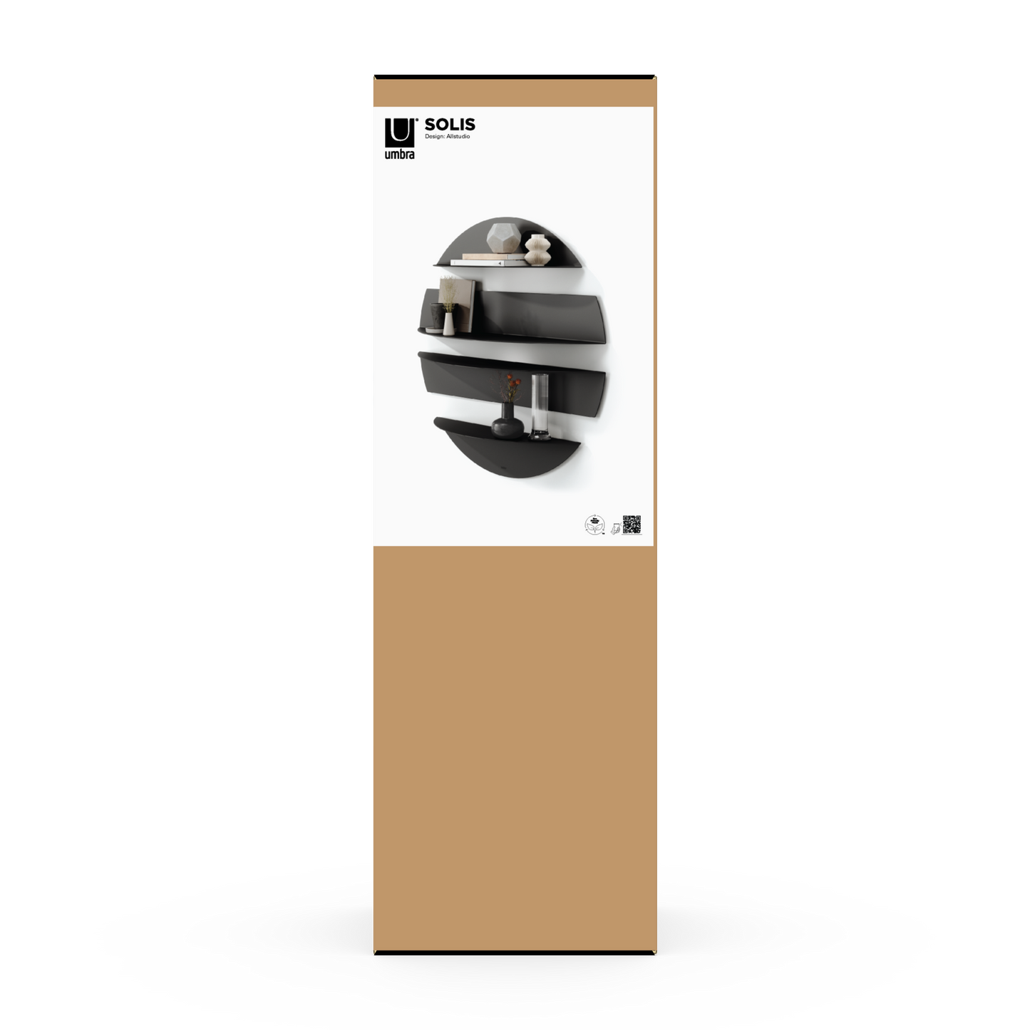 Umbra Solis Decorative Metal Floating Wall Shelves | Black Steel